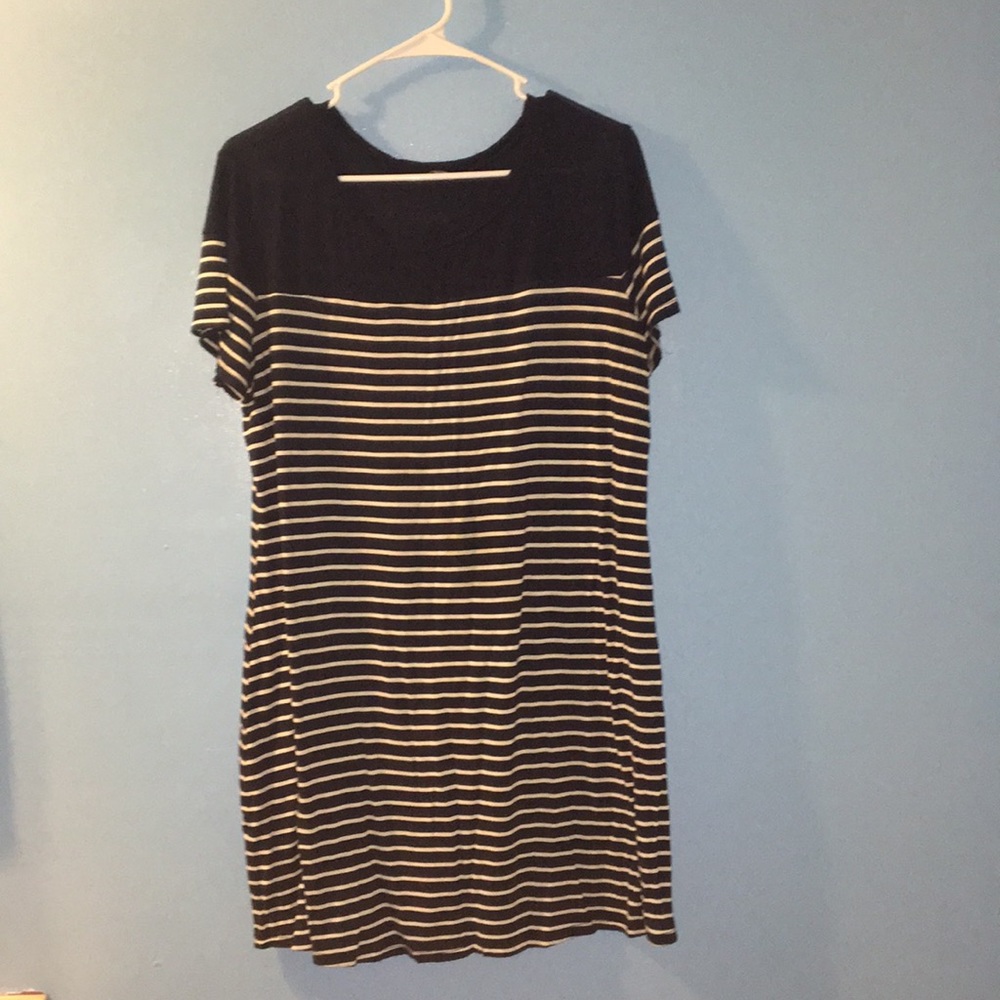 Navy and white stripped T-shirt dress
